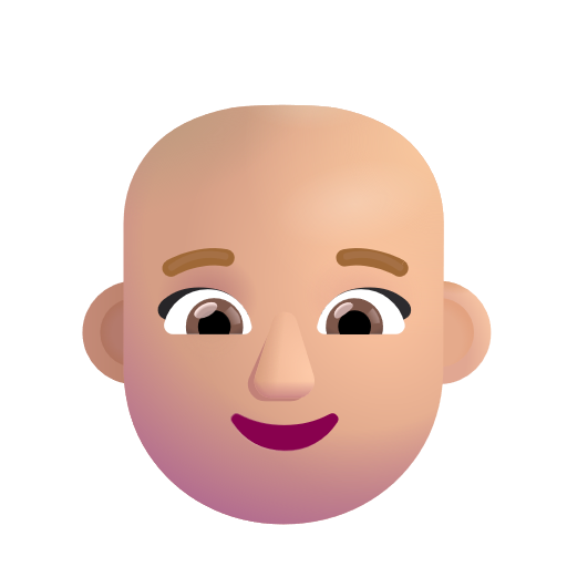 Woman: Bald: Medium-Light Skin Tone on Microsoft 3D