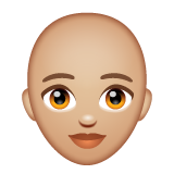 Woman: Bald: Medium-Light Skin Tone on WhatsApp