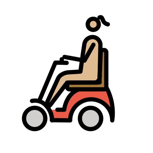 Woman In Motorized Wheelchair: Medium-Light Skin Tone on OpenMoji