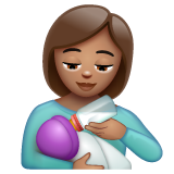 Woman Feeding Baby: Medium Skin Tone on WhatsApp
