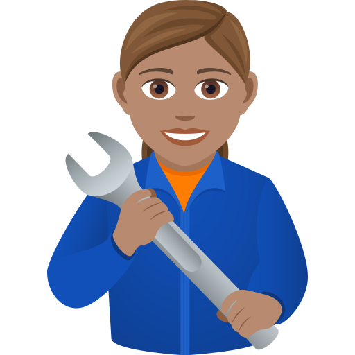 Woman Mechanic: Medium Skin Tone on JoyPixels