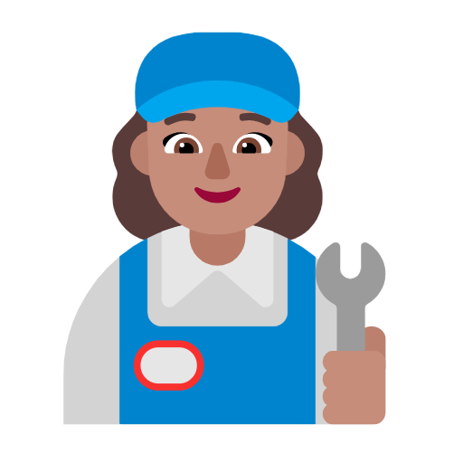 Woman Mechanic: Medium Skin Tone on Microsoft Fluent