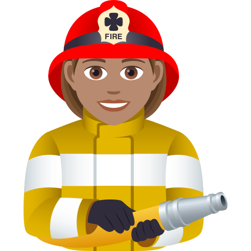 Woman Firefighter: Medium Skin Tone on JoyPixels