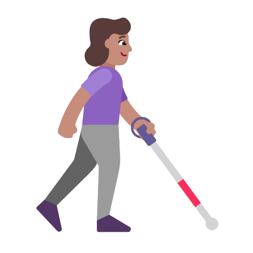 Woman With White Cane Facing Right: Medium Skin Tone on Microsoft Fluent