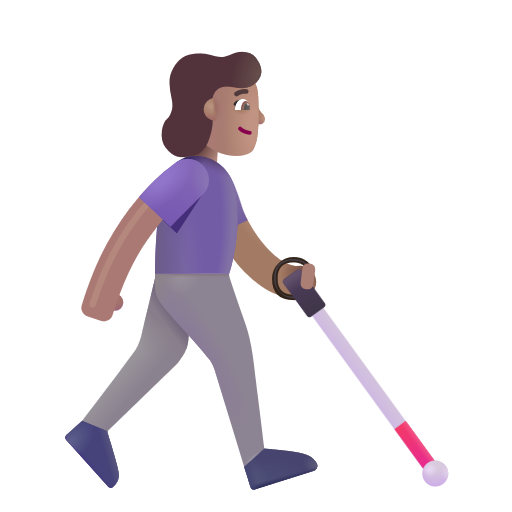Woman With White Cane Facing Right: Medium Skin Tone on Microsoft 3D