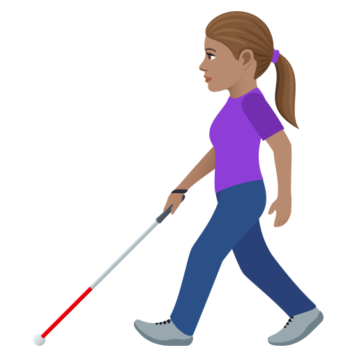 Woman With White Cane: Medium Skin Tone on JoyPixels