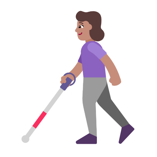 Woman With White Cane: Medium Skin Tone on Microsoft Fluent