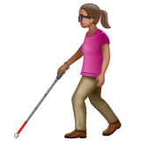 Woman With White Cane: Medium Skin Tone on WhatsApp