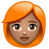 Woman: Red Hair: Medium Skin Tone on WhatsApp