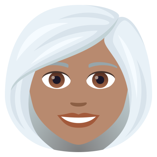 Woman: White Hair: Medium Skin Tone on JoyPixels