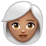 Woman: White Hair: Medium Skin Tone on WhatsApp