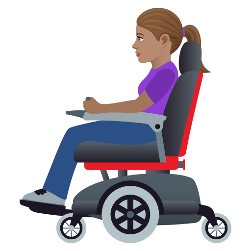 Woman In Motorized Wheelchair: Medium Skin Tone on JoyPixels