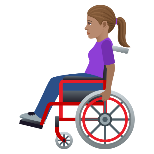 Woman In Manual Wheelchair: Medium Skin Tone on JoyPixels