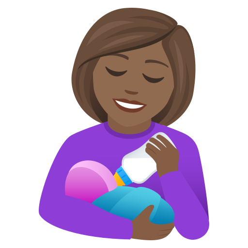 Woman Feeding Baby: Medium-Dark Skin Tone on JoyPixels