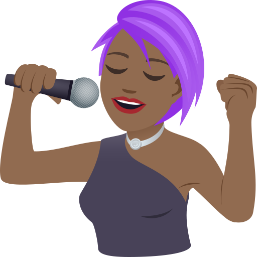 Woman Singer: Medium-Dark Skin Tone on JoyPixels