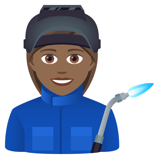 Woman Factory Worker: Medium-Dark Skin Tone on JoyPixels