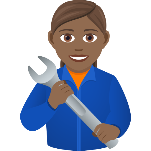 Woman Mechanic: Medium-Dark Skin Tone on JoyPixels