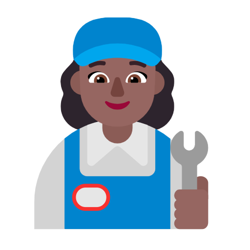 Woman Mechanic: Medium-Dark Skin Tone on Microsoft Fluent