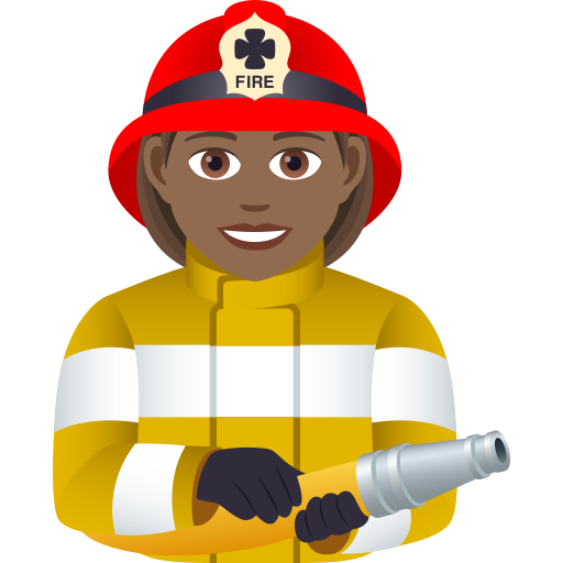 Woman Firefighter: Medium-Dark Skin Tone on JoyPixels