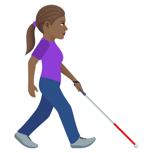 Woman With White Cane Facing Right: Medium-Dark Skin Tone on JoyPixels