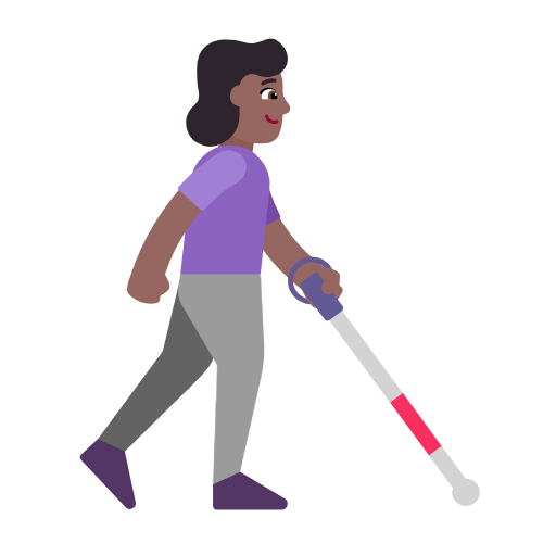 Woman With White Cane Facing Right: Medium-Dark Skin Tone on Microsoft Fluent