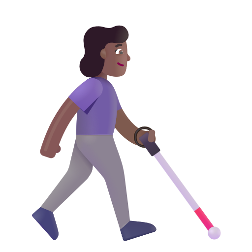 Woman With White Cane Facing Right: Medium-Dark Skin Tone on Microsoft 3D