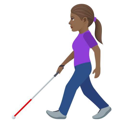 Woman With White Cane: Medium-Dark Skin Tone on JoyPixels