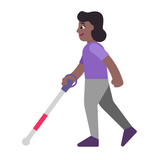 Woman With White Cane: Medium-Dark Skin Tone on Microsoft Fluent