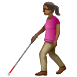 Woman With White Cane: Medium-Dark Skin Tone on WhatsApp