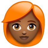 Woman: Red Hair: Medium-Dark Skin Tone on WhatsApp