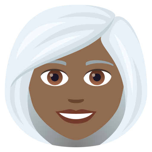 Woman: White Hair: Medium-Dark Skin Tone on JoyPixels