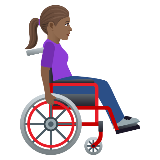 Woman In Manual Wheelchair Facing Right: Medium-Dark Skin Tone on JoyPixels