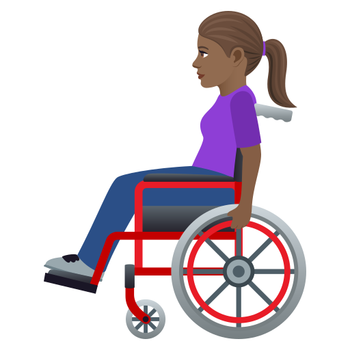 Woman In Manual Wheelchair: Medium-Dark Skin Tone on JoyPixels