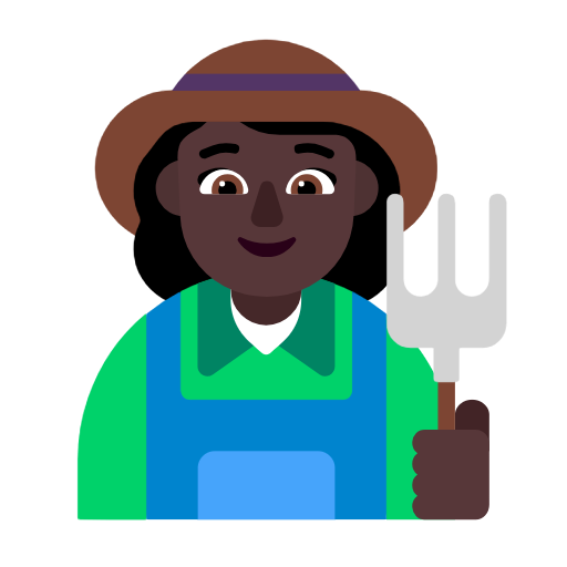 Woman Farmer: Dark Skin Tone on Microsoft Fluent