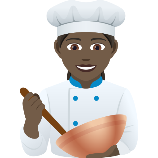 Woman Cook: Dark Skin Tone on JoyPixels