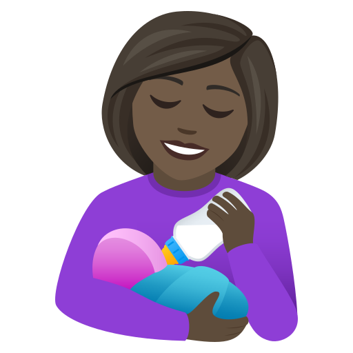 Woman Feeding Baby: Dark Skin Tone on JoyPixels