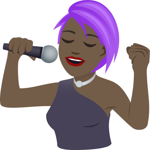 Woman Singer: Dark Skin Tone on JoyPixels