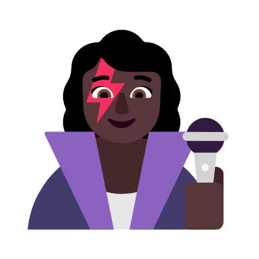 Woman Singer: Dark Skin Tone on Microsoft Fluent