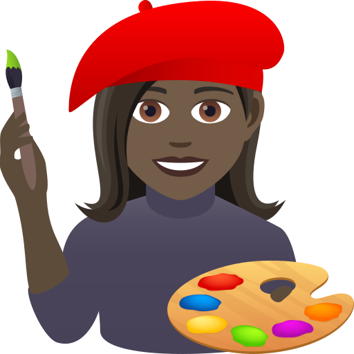 Woman Artist: Dark Skin Tone on JoyPixels