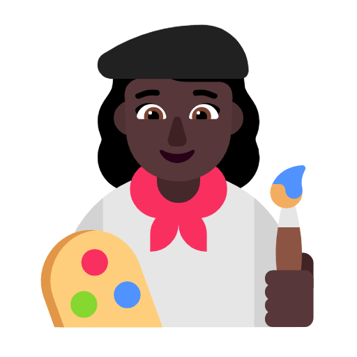 Woman Artist: Dark Skin Tone on Microsoft Fluent