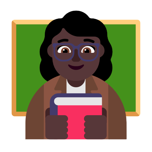 Woman Teacher: Dark Skin Tone on Microsoft Fluent