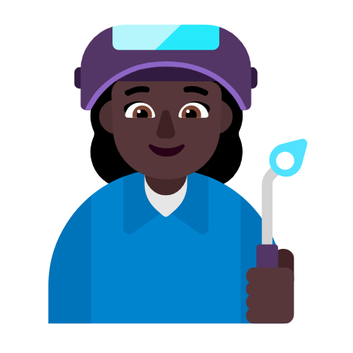 Woman Factory Worker: Dark Skin Tone on Microsoft Fluent
