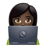 Woman Technologist: Dark Skin Tone on WhatsApp