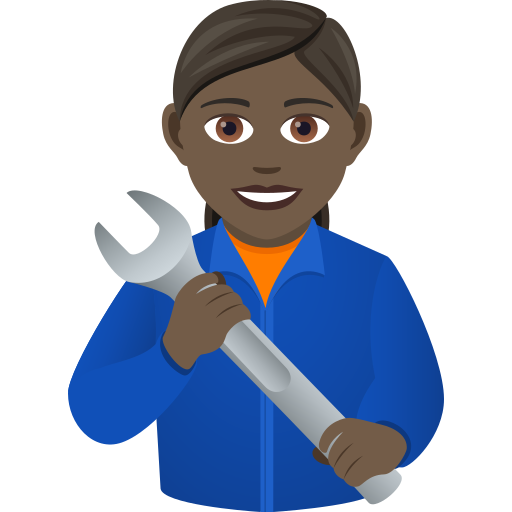 Woman Mechanic: Dark Skin Tone on JoyPixels