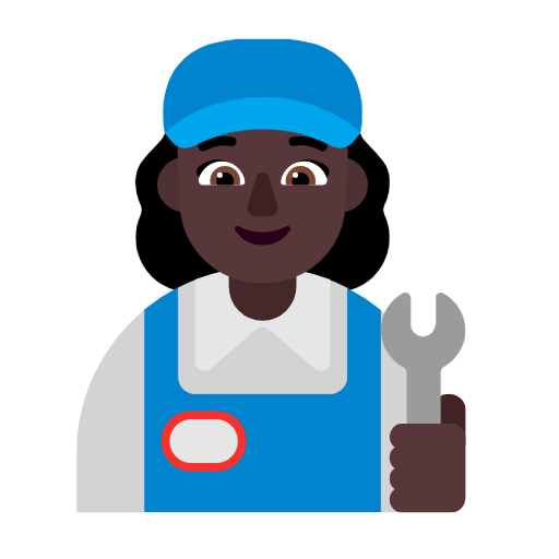 Woman Mechanic: Dark Skin Tone on Microsoft Fluent
