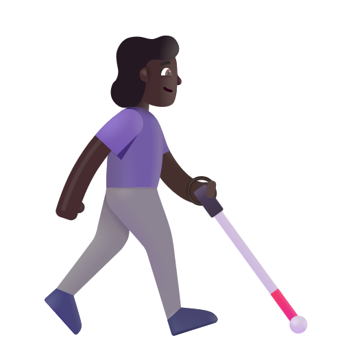 Woman With White Cane Facing Right: Dark Skin Tone on Microsoft 3D