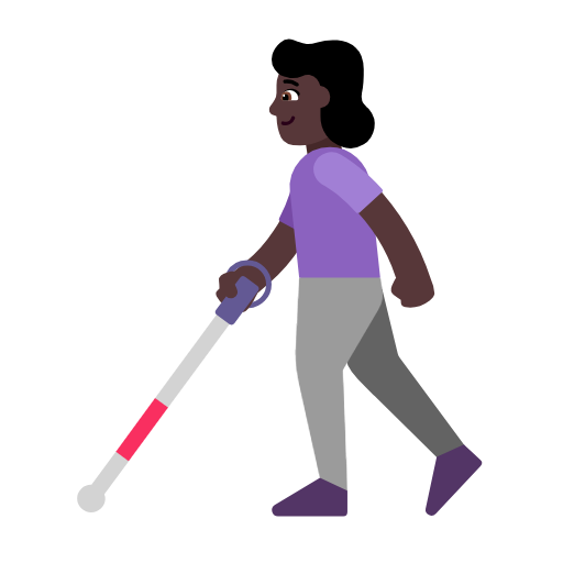 Woman With White Cane: Dark Skin Tone on Microsoft Fluent