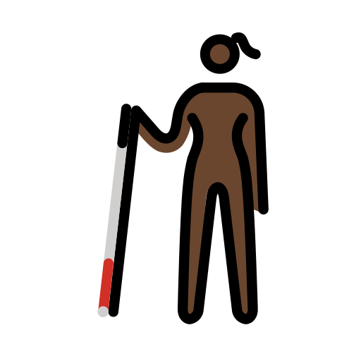 Woman With White Cane: Dark Skin Tone on OpenMoji