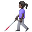 Woman With White Cane: Dark Skin Tone on Samsung