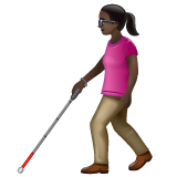 Woman With White Cane: Dark Skin Tone on WhatsApp